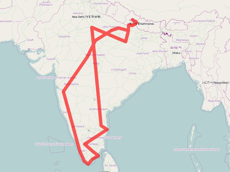 Indienreise Route